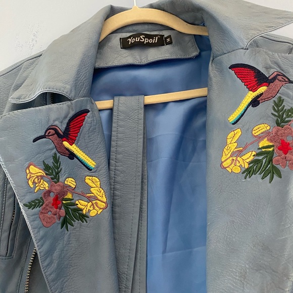 Light blue leather jacket - Picture 2 of 2